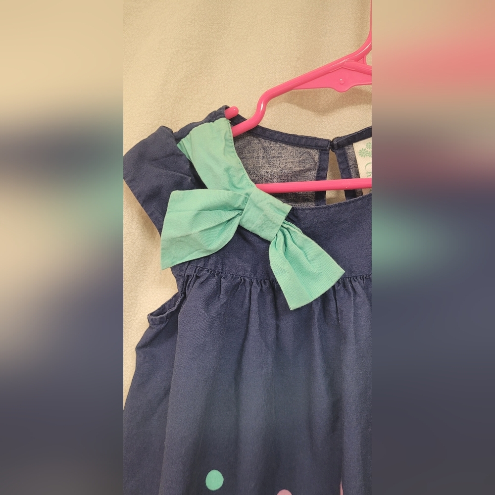 Cherokee Dress Girls size 4T Navy blue dress w/ polka dots Festive Party Holiday - Picture 2 of 5